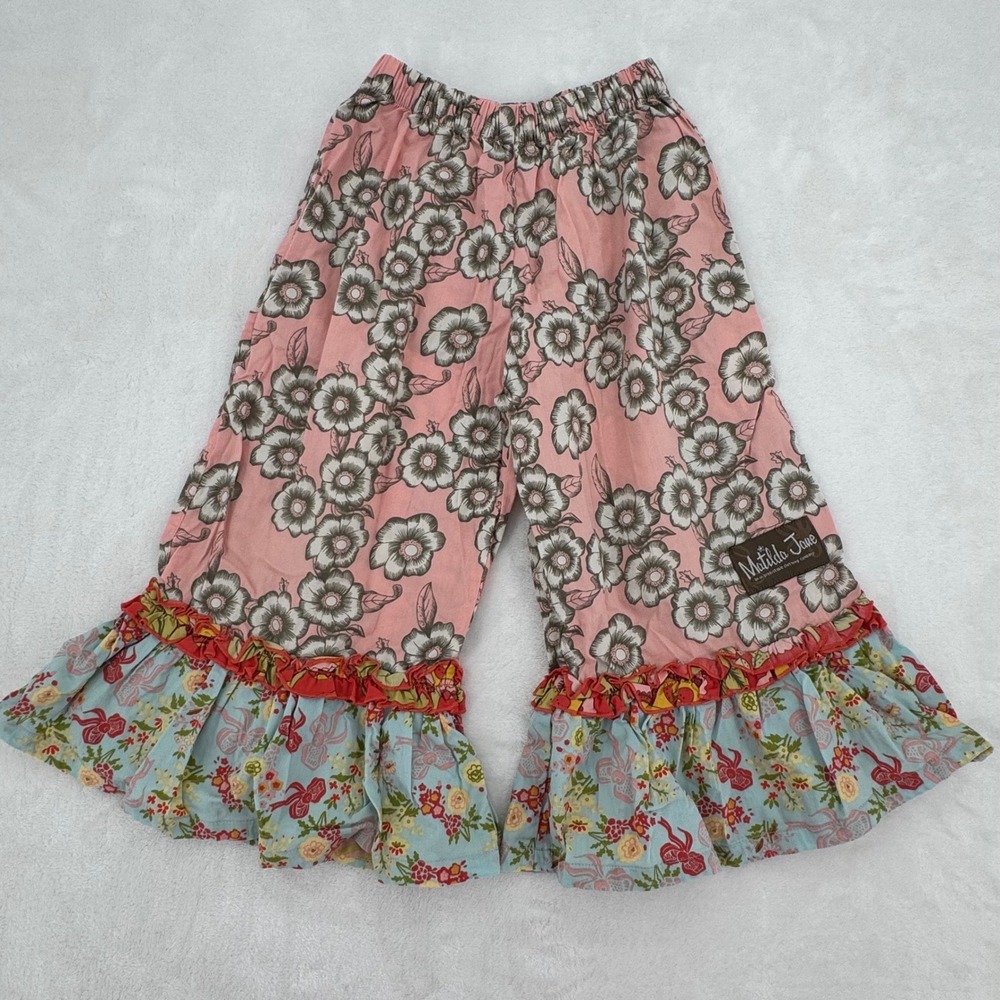 Matilda Jane Serendipity Girls Size 2 Floral Ruffle Flare Pants Boho Whimsy Y2K